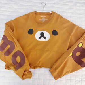 Sz L Rilakkuma Spirit Jersey Long Sleeve Cropped Top Small Japan LA Bear Shirt
